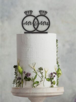 Mr & Mrs Rings Cake Topper