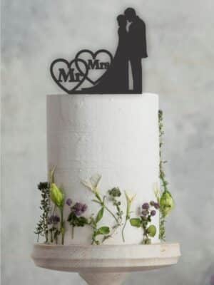 Mr & Mrs Standing Love Heart Cake Topper